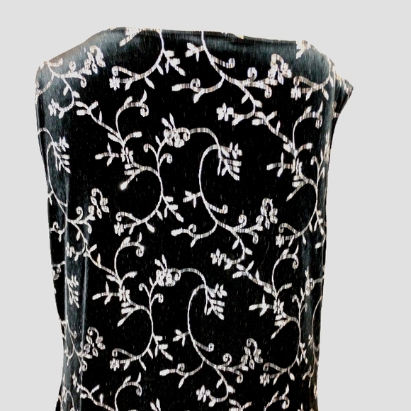 Vintage Sparkle Dress, Black Velour/Silver Sparkles, Sleeveless, Knee Length, M - Picture 8 of 11